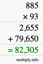 How to calculate 885 times 93 using long multiplication