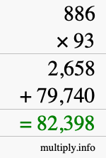 How to calculate 886 times 93 using long multiplication
