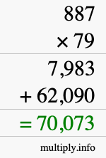 How to calculate 887 times 79 using long multiplication
