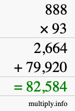 How to calculate 888 times 93 using long multiplication