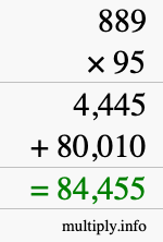 How to calculate 889 times 95 using long multiplication How to calculate 889 times 95 using long multiplication