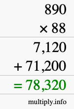 How to calculate 890 times 88 using long multiplication