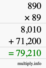 How to calculate 890 times 89 using long multiplication