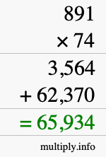 How to calculate 891 times 74 using long multiplication