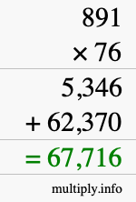 How to calculate 891 times 76 using long multiplication