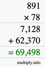How to calculate 891 times 78 using long multiplication