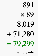 How to calculate 891 times 89 using long multiplication