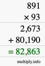 How to calculate 891 times 93 using long multiplication