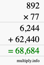 How to calculate 892 times 77 using long multiplication How to calculate 892 times 77 using long multiplication
