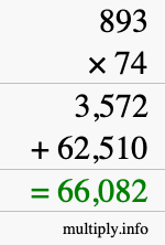 How to calculate 893 times 74 using long multiplication
