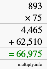 How to calculate 893 times 75 using long multiplication