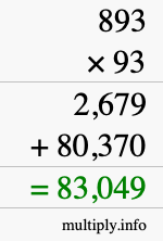 How to calculate 893 times 93 using long multiplication