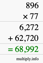 How to calculate 896 times 77 using long multiplication