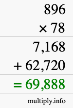 How to calculate 896 times 78 using long multiplication