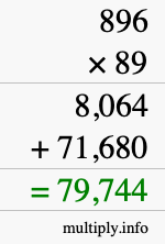 How to calculate 896 times 89 using long multiplication