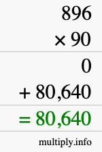 How to calculate 896 times 90 using long multiplication