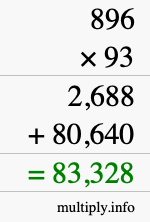 How to calculate 896 times 93 using long multiplication