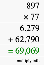 How to calculate 897 times 77 using long multiplication How to calculate 897 times 77 using long multiplication