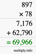 How to calculate 897 times 78 using long multiplication