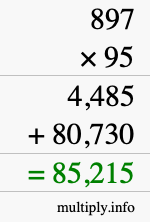 How to calculate 897 times 95 using long multiplication How to calculate 897 times 95 using long multiplication