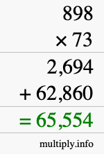 How to calculate 898 times 73 using long multiplication