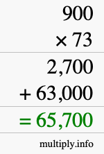 How to calculate 900 times 73 using long multiplication