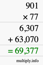 How to calculate 901 times 77 using long multiplication