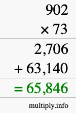 How to calculate 902 times 73 using long multiplication