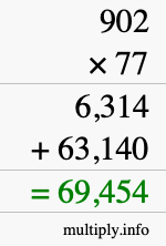 How to calculate 902 times 77 using long multiplication