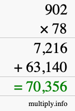 How to calculate 902 times 78 using long multiplication