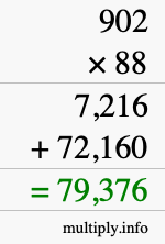 How to calculate 902 times 88 using long multiplication