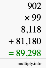 How to calculate 902 times 99 using long multiplication