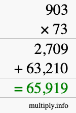 How to calculate 903 times 73 using long multiplication