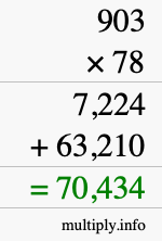 How to calculate 903 times 78 using long multiplication
