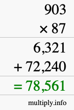 How to calculate 903 times 87 using long multiplication