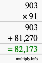 How to calculate 903 times 91 using long multiplication