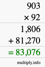 How to calculate 903 times 92 using long multiplication