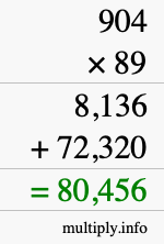 How to calculate 904 times 89 using long multiplication