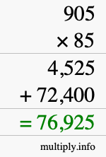 How to calculate 905 times 85 using long multiplication How to calculate 905 times 85 using long multiplication