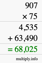 How to calculate 907 times 75 using long multiplication How to calculate 907 times 75 using long multiplication