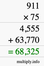 How to calculate 911 times 75 using long multiplication How to calculate 911 times 75 using long multiplication
