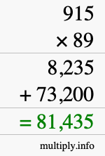 How to calculate 915 times 89 using long multiplication