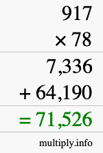 How to calculate 917 times 78 using long multiplication