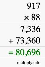 How to calculate 917 times 88 using long multiplication