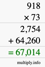 How to calculate 918 times 73 using long multiplication