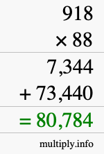 How to calculate 918 times 88 using long multiplication