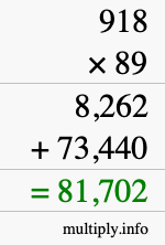 How to calculate 918 times 89 using long multiplication