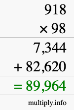How to calculate 918 times 98 using long multiplication