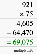 How to calculate 921 times 75 using long multiplication How to calculate 921 times 75 using long multiplication