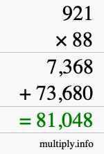 How to calculate 921 times 88 using long multiplication